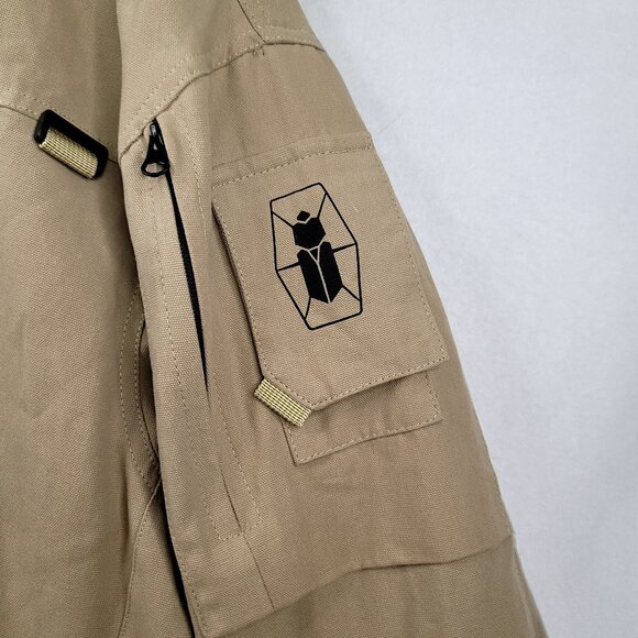 Mens Kahki 2XL Military Tactical Utility Jacket Gorpcore Multiple Pockets Straps - Picture 13 of 16